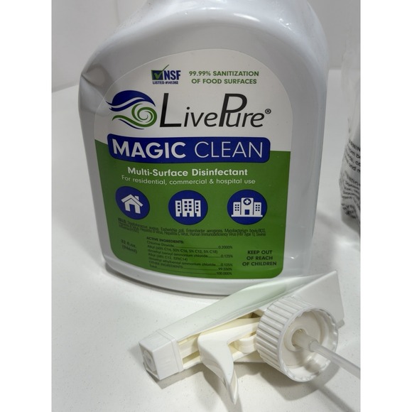 LivePure Magic Clean 3pk 32 oz. MultiSurface Cleaner D  Lot 3 LivePure Magic Clean Multi-Surface Disinfectant for Home,Hospital‎